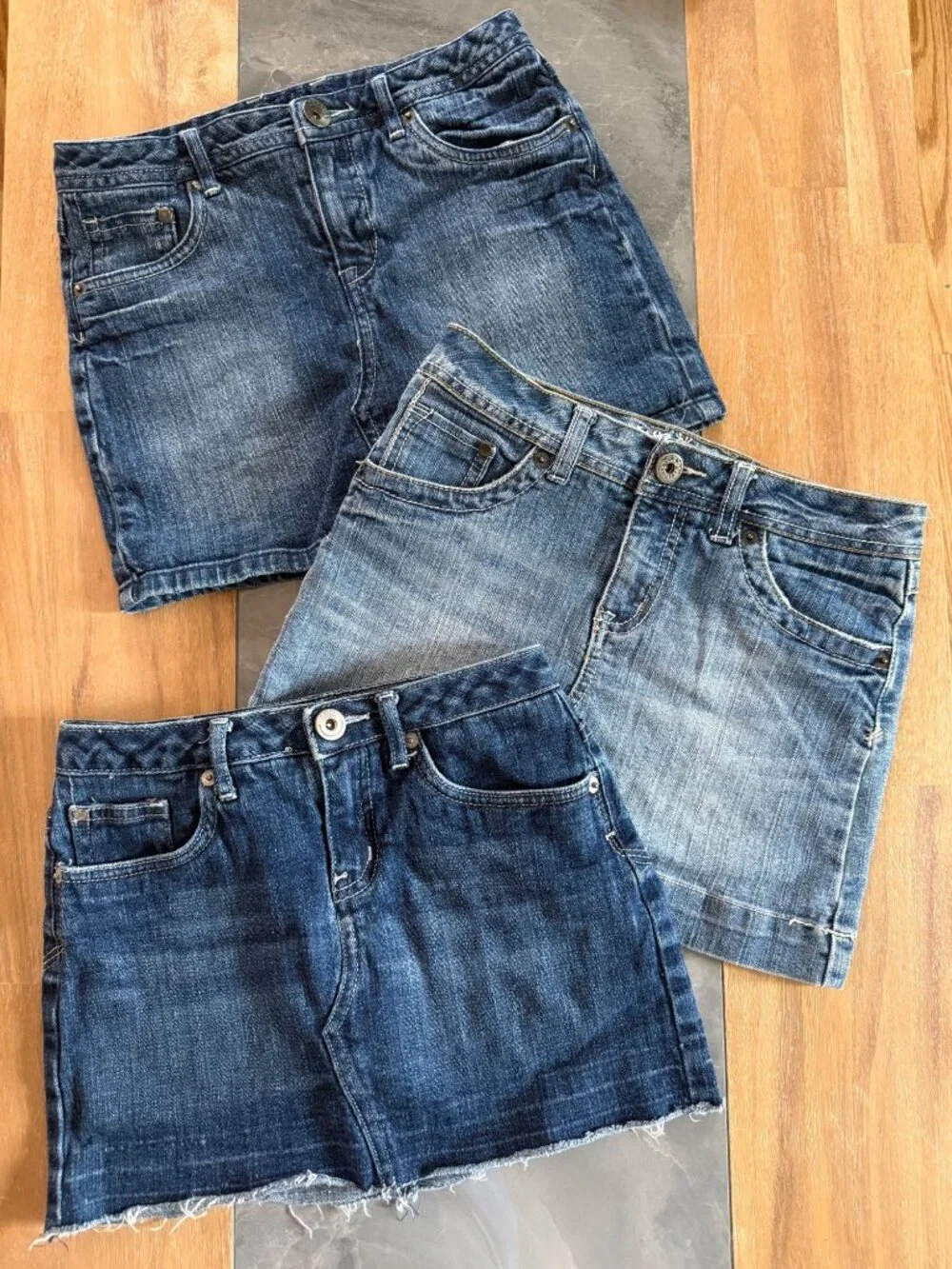 size 10 R regular girls Justice denim mini skirt/skort lot of 3 (2 lined w/short